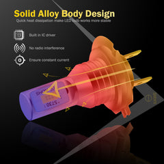 H7 CSP LED Headlights Bulbs High Low Beam Fog Light Canbus - 3000K Yellow SAWE Lighting