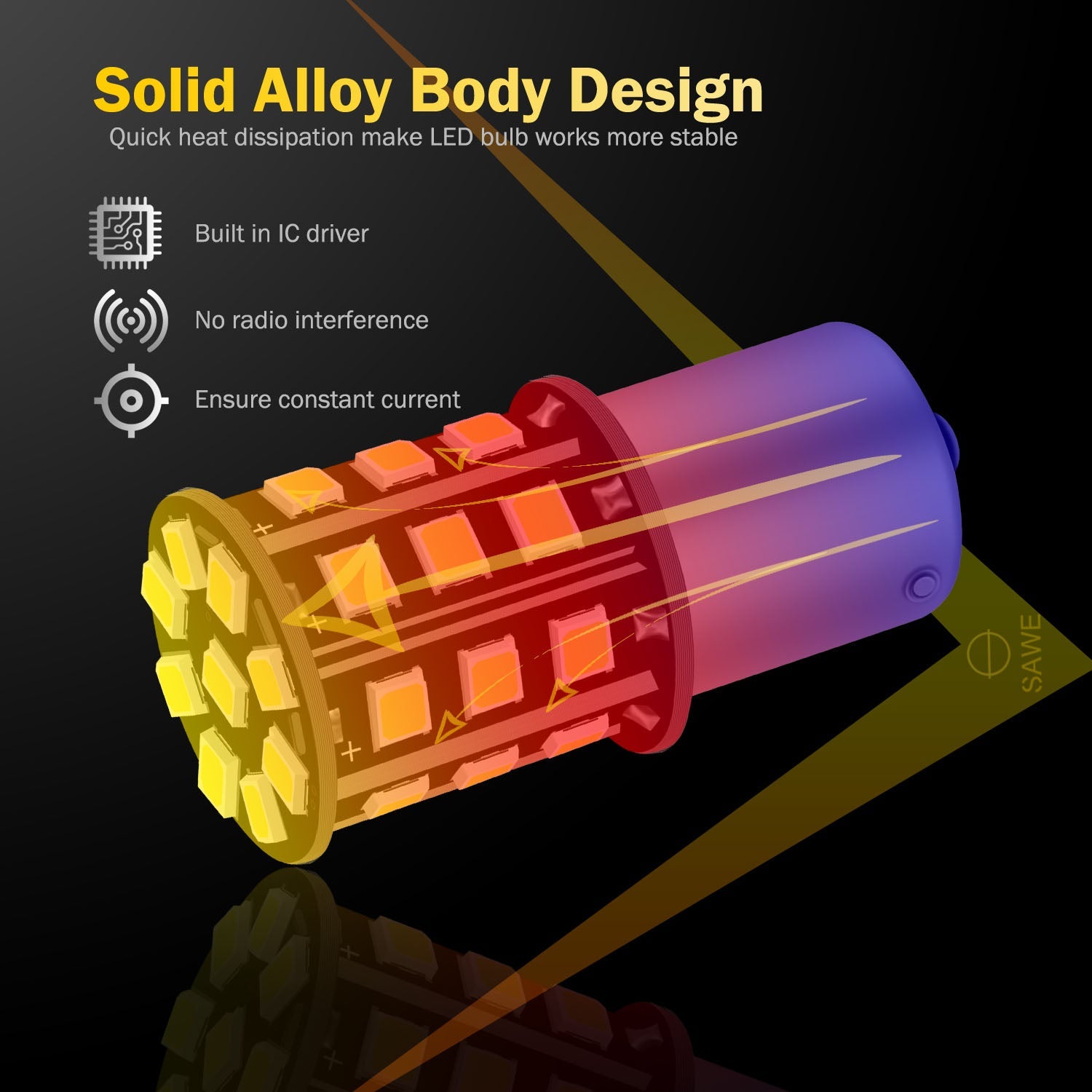 SAWE ® 1157 BAY15D 2057 2357 33-SMD LED Tail Brake Stop Turn Signal Parking Light Bulbs - 6000K White SAWE Lighting