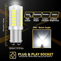SAWE ® 1157 BAY15D 33-SMD LED Tail Brake Stop Turn Signal Parking Light Bulbs - 6000K White SAWE Lighting