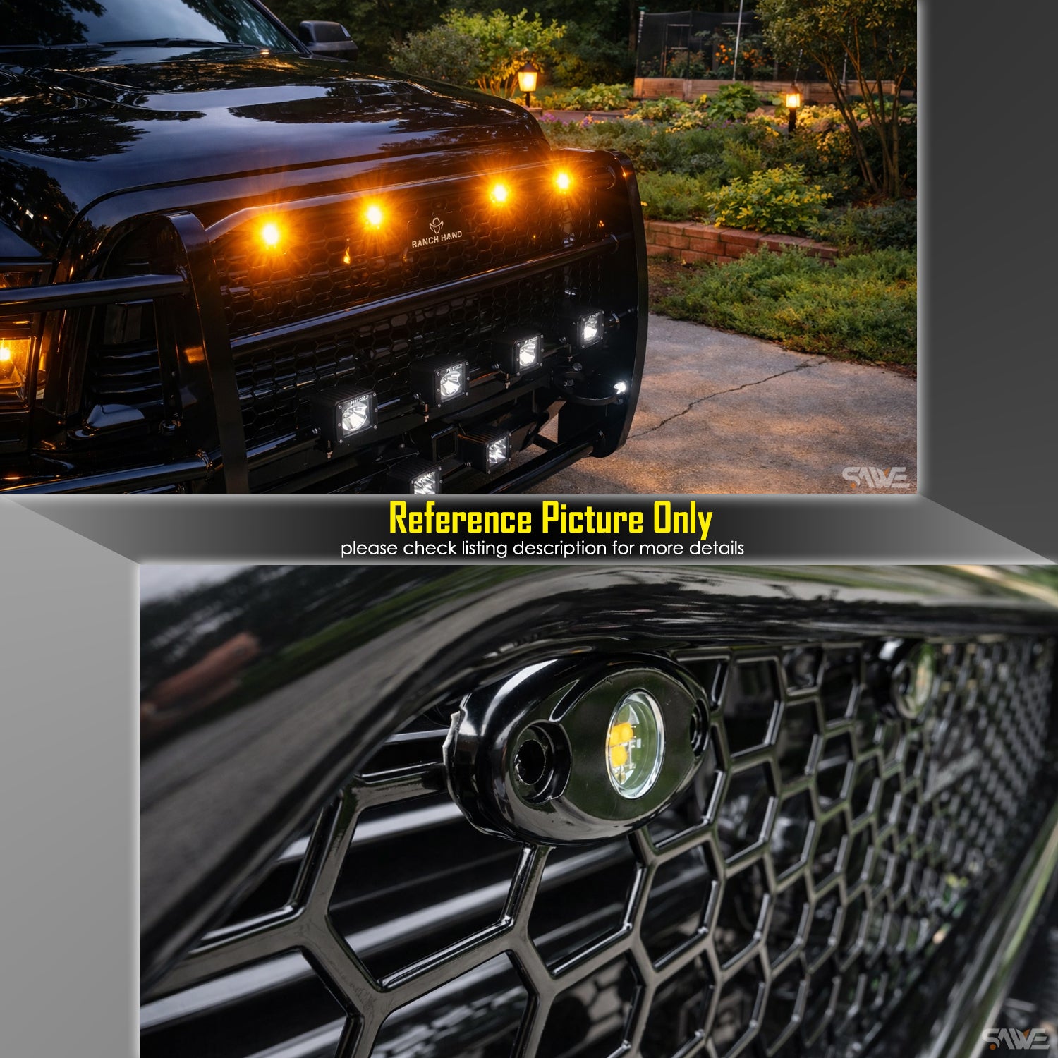 LED Rock Light Pods Lights for Offroad Car Truck ATV Underbody Wheel Grille and Surface Mount - Amber SAWE Lighting