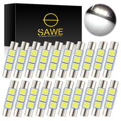 SAWE ® 28mm 3SMD T6 6641 LED Bulbs Sun Visor Vanity Mirror Fuse Lights - 6000K White SAWE Lighting