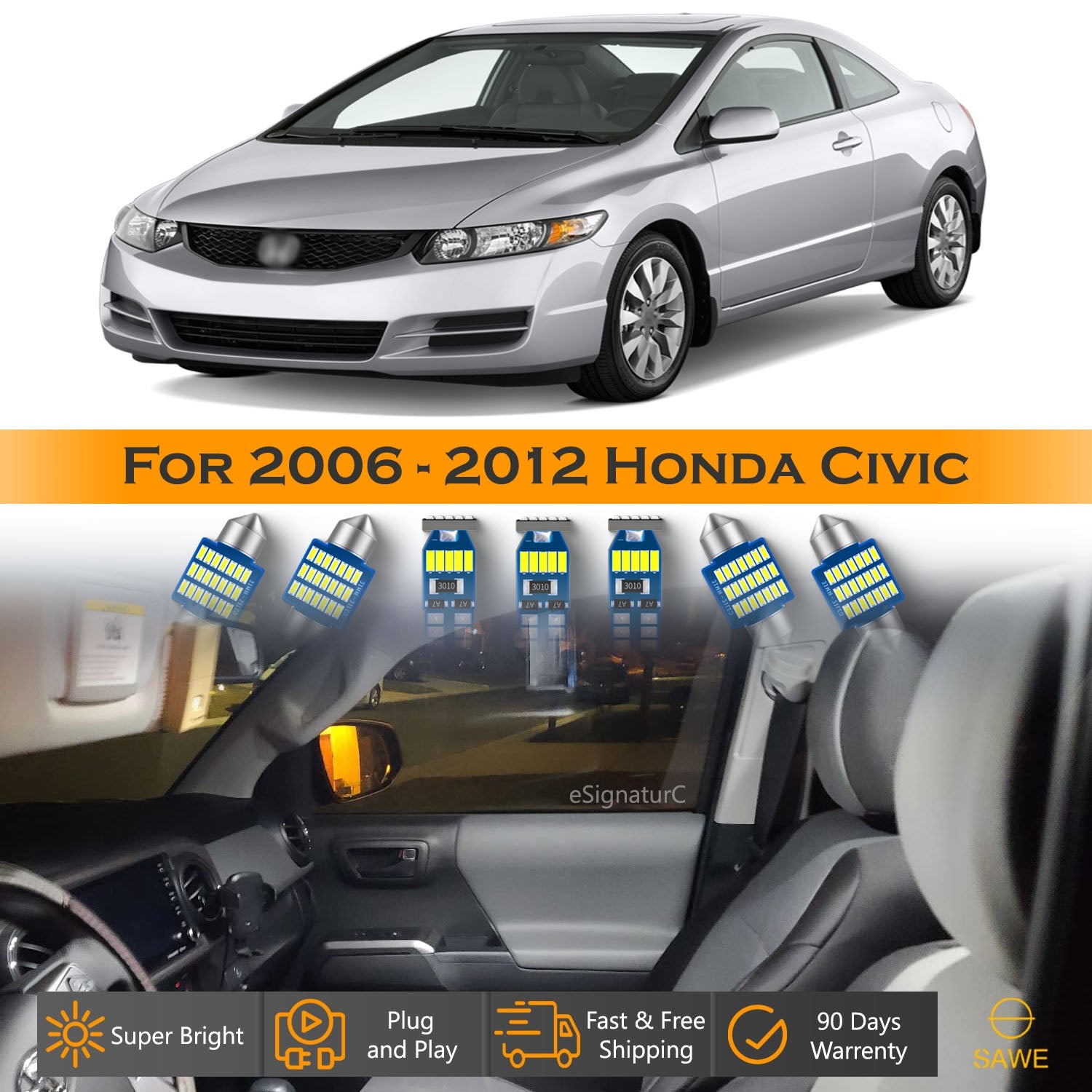 honda civic interior lights Bulb Kit