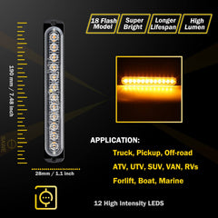 Emergency LED Strobe Lights Bar for Offroad Car Truck Warning Hazard Flash Grille and Surface Mount Light - Amber 12-LED SAWE Lighting