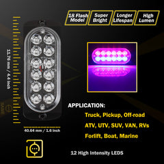Emergency LED Strobe Lights Bar for Offroad Car Truck Warning Hazard Flash Grille and Surface Mount Light - Red / Blue 12-LED SAWE Lighting