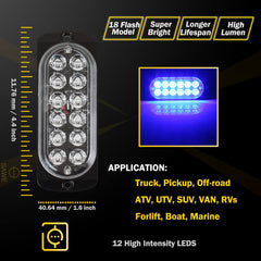 Emergency LED Strobe Lights Bar for Offroad Car Truck Warning Hazard Flash Grille and Surface Mount Light - Blue 12-LED SAWE Lighting