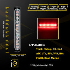 Emergency LED Strobe Lights Bar for Offroad Car Truck Warning Hazard Flash Grille and Surface Mount Light - Red 12-LED SAWE Lighting