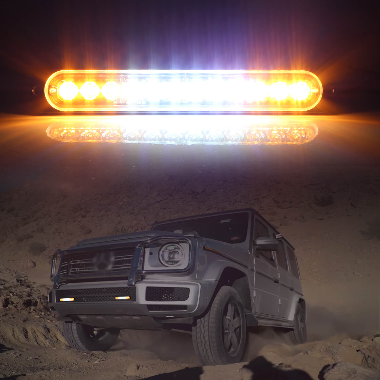 Emergency LED Strobe Lights Bar for Offroad Car Truck Warning Hazard Flash Grille and Surface Mount Light - Amber / White 12-LED SAWE Lighting