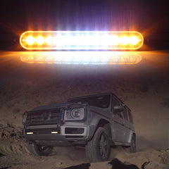 Emergency LED Strobe Lights Bar for Offroad Car Truck Warning Hazard Flash Grille and Surface Mount Light - Amber / White 12-LED SAWE Lighting