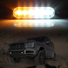 Emergency LED Strobe Lights Bar for Offroad Car Truck Warning Hazard Flash Grille and Surface Mount Light - Amber / White 6-LED SAWE Lighting