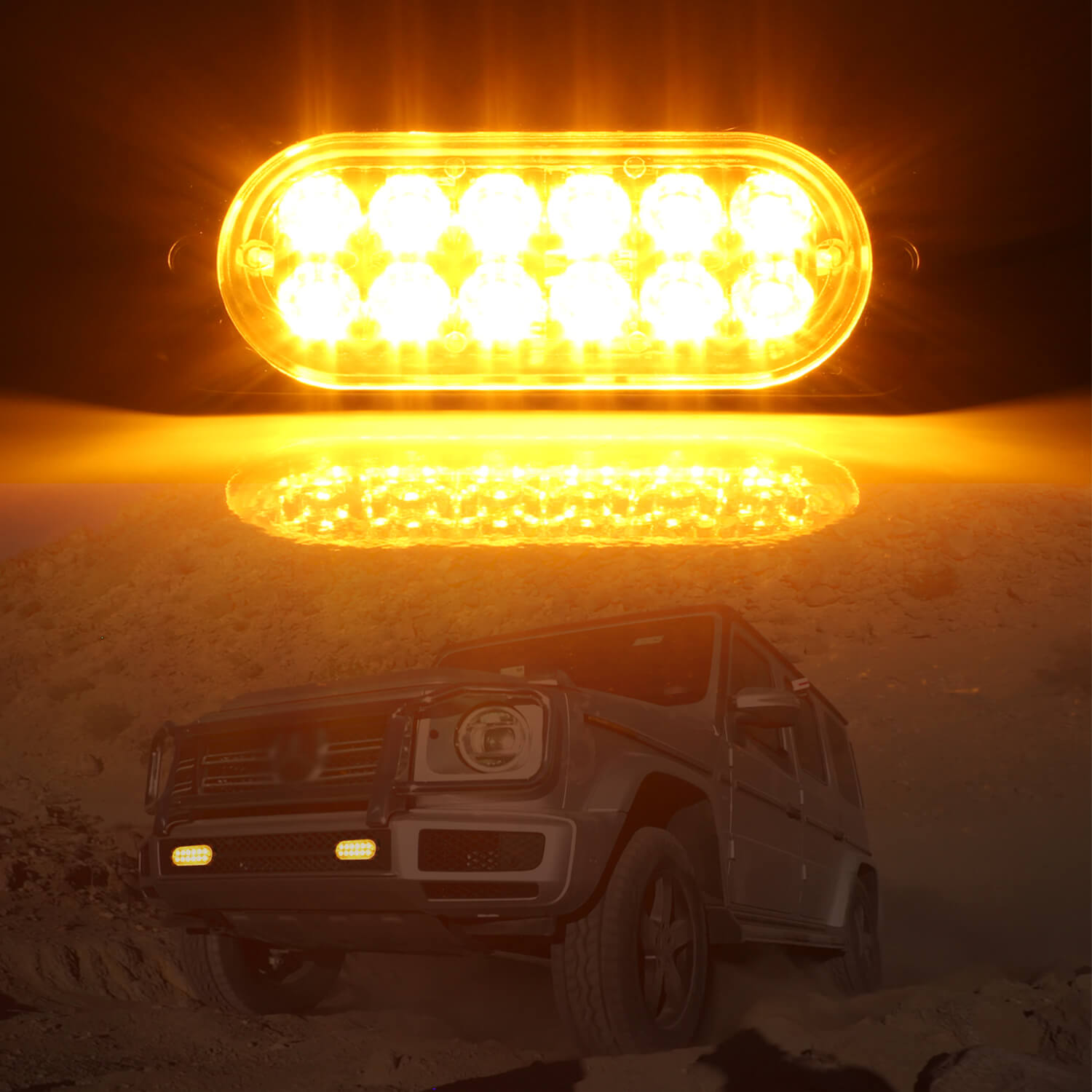Emergency LED Strobe Lights Bar for Offroad Car Truck Warning Hazard Flash Grille and Surface Mount Light - Amber 12-LED SAWE Lighting