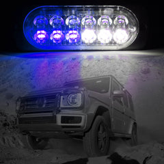 Emergency LED Strobe Lights Bar for Offroad Car Truck Warning Hazard Flash Grille and Surface Mount Light - Blue / White 12-LED SAWE Lighting