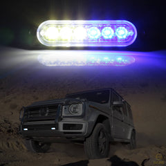 Emergency LED Strobe Lights Bar for Offroad Car Truck Warning Hazard Flash Grille and Surface Mount Light - Blue / White 6-LED SAWE Lighting