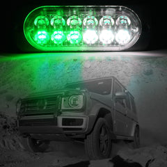 Emergency LED Strobe Lights Bar for Offroad Car Truck Warning Hazard Flash Grille and Surface Mount Light - Green / White 12-LED SAWE Lighting