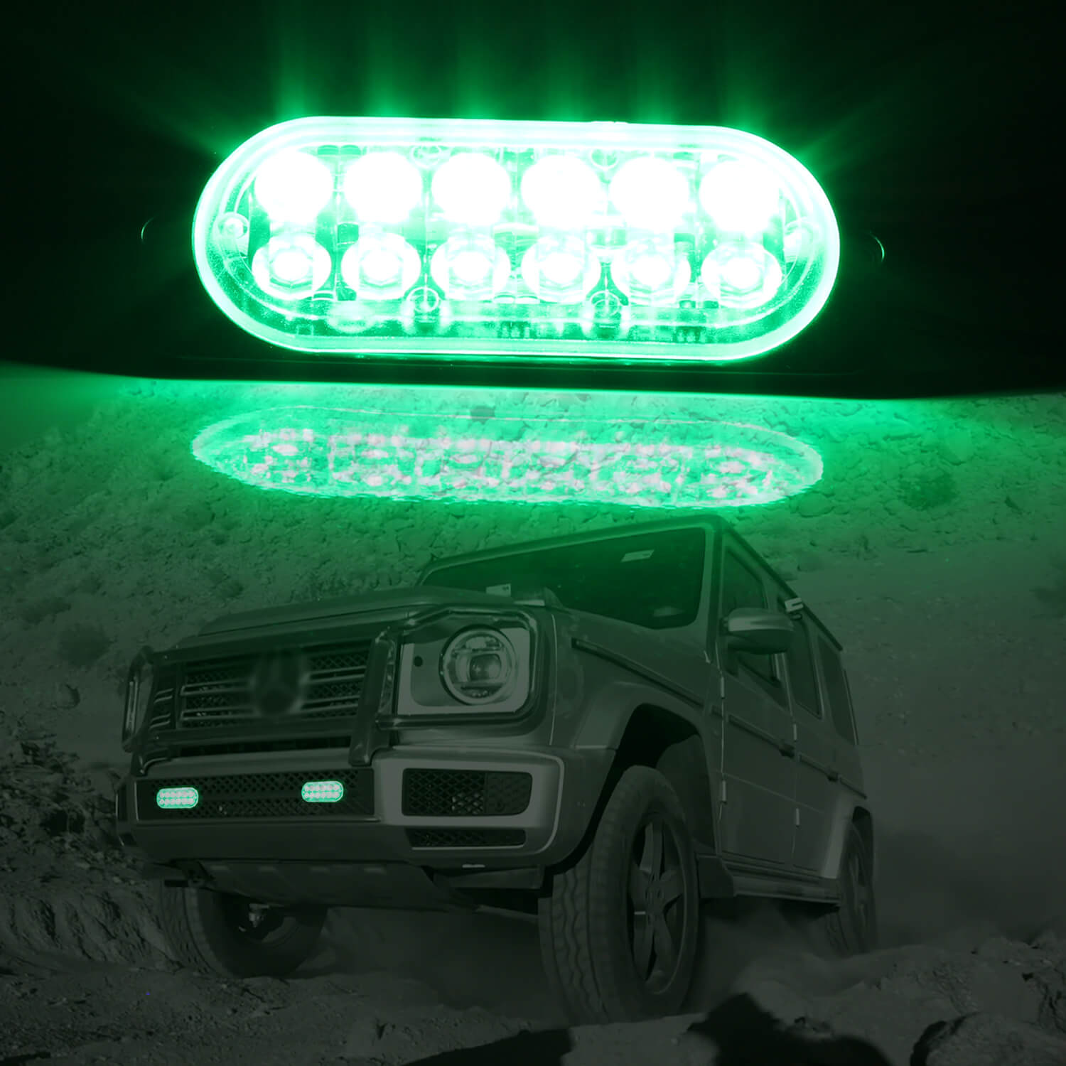 Emergency LED Strobe Lights Bar for Offroad Car Truck Warning Hazard Flash Grille and Surface Mount Light - Green 12-LED SAWE Lighting
