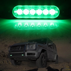 Emergency LED Strobe Lights Bar for Offroad Car Truck Warning Hazard Flash Grille and Surface Mount Light - Green 6-LED SAWE Lighting
