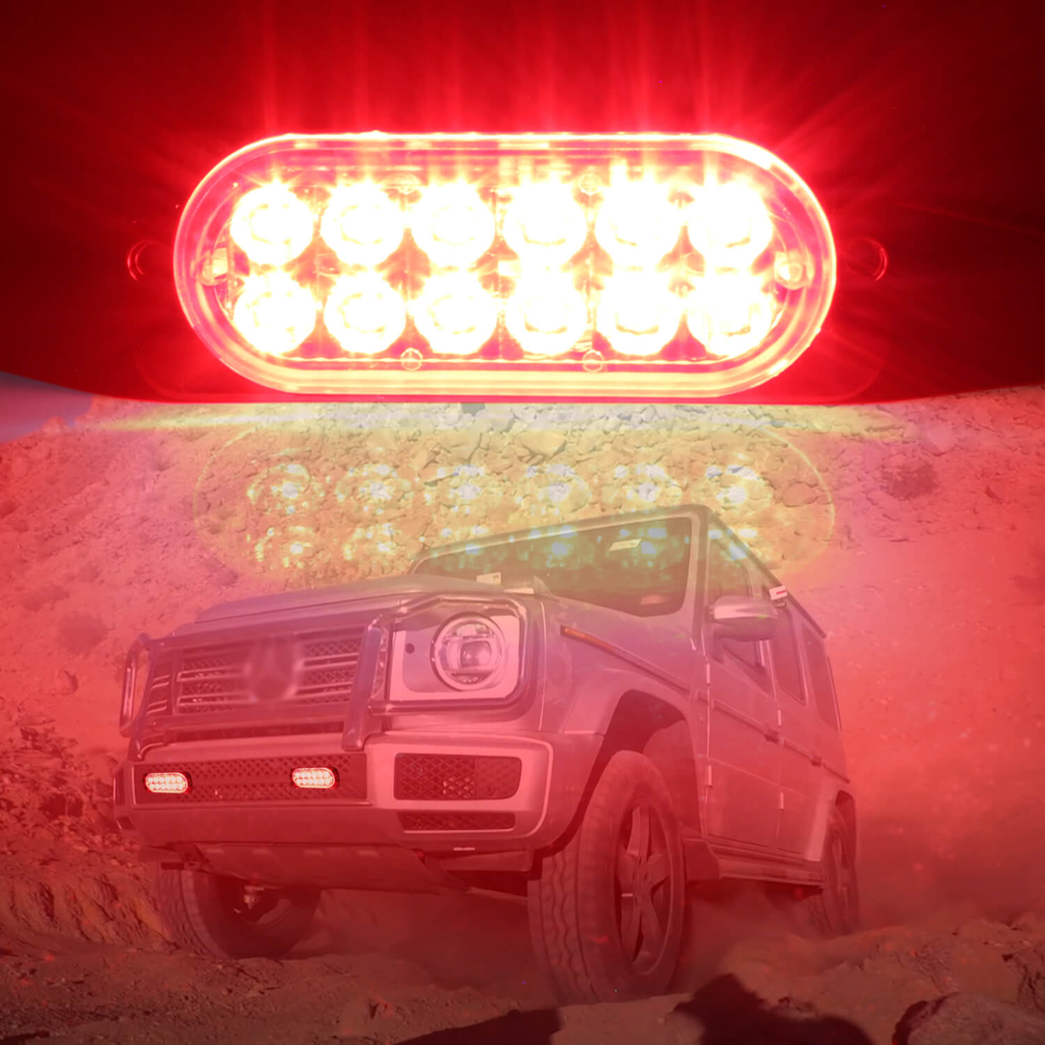 Emergency LED Strobe Lights Bar for Offroad Car Truck Warning Hazard Flash Grille and Surface Mount Light - Red 12-LED SAWE Lighting