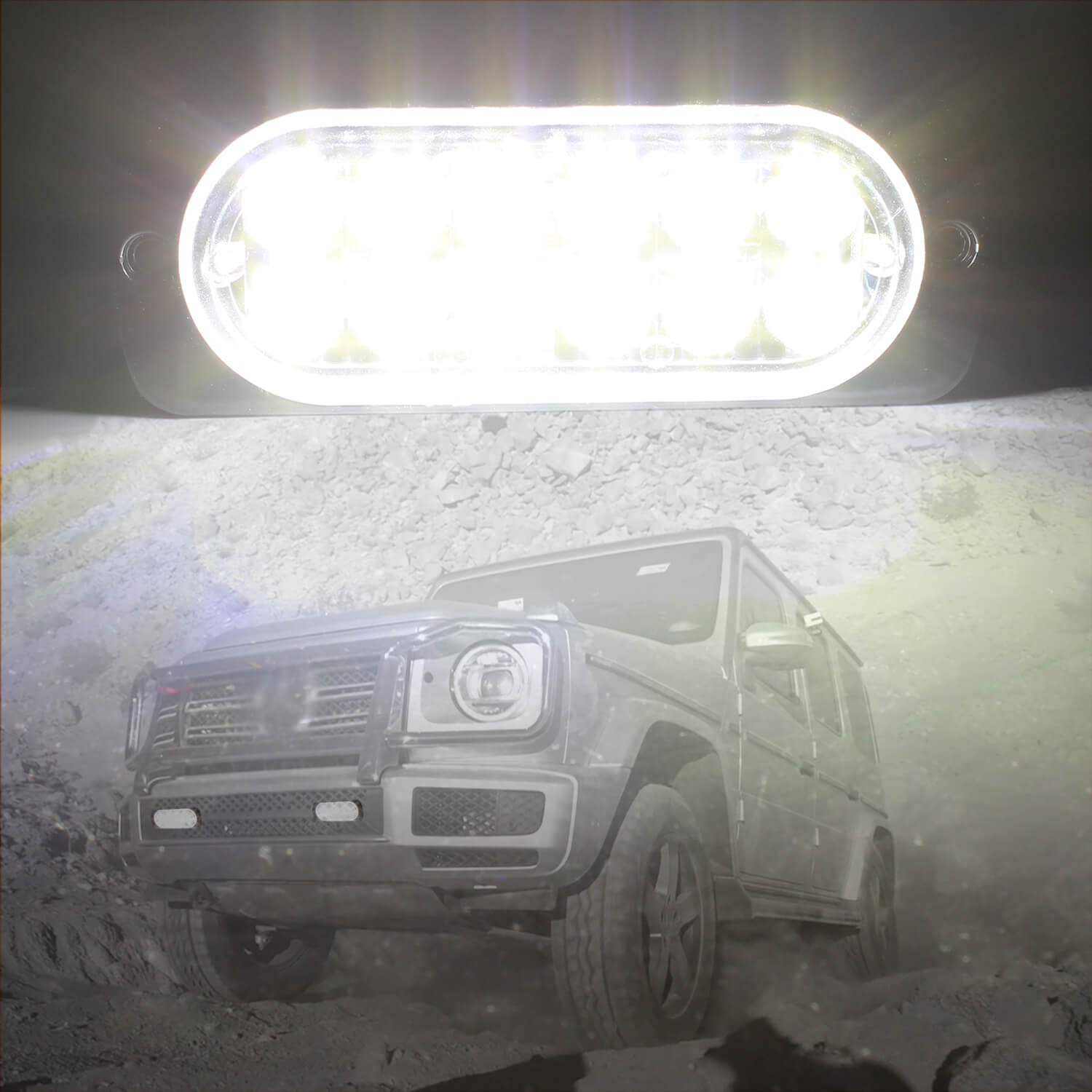 Emergency LED Strobe Lights Bar for Offroad Car Truck Warning Hazard Flash Grille and Surface Mount Light - White 12-LED SAWE Lighting
