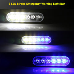 Emergency LED Strobe Lights Bar for Offroad Car Truck Warning Hazard Flash Grille and Surface Mount Light - Blue / White 6-LED SAWE Lighting