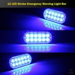 Emergency LED Strobe Lights Bar for Offroad Car Truck Warning Hazard Flash Grille and Surface Mount Light - Blue 12-LED SAWE Lighting