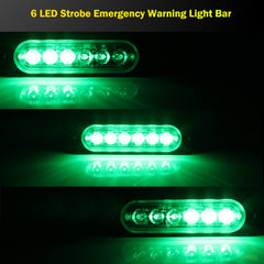 Emergency LED Strobe Lights Bar for Offroad Car Truck Warning Hazard Flash Grille and Surface Mount Light - Green 6-LED SAWE Lighting