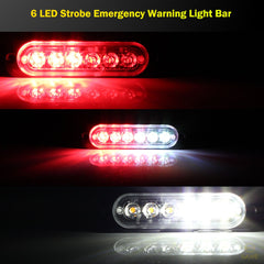 Emergency LED Strobe Lights Bar for Offroad Car Truck Warning Hazard Flash Grille and Surface Mount Light - Red / White 6-LED SAWE Lighting