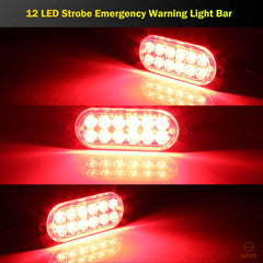 Emergency LED Strobe Lights Bar for Offroad Car Truck Warning Hazard Flash Grille and Surface Mount Light - Red 12-LED SAWE Lighting