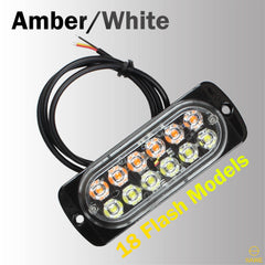 Emergency LED Strobe Lights Bar for Offroad Car Truck Warning Hazard Flash Grille and Surface Mount Light - Amber / White 12-LED SAWE Lighting