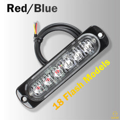 Emergency LED Strobe Lights Bar for Offroad Car Truck Warning Hazard Flash Grille and Surface Mount Light - Blue / Red 6-LED SAWE Lighting