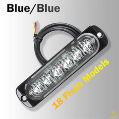 Emergency LED Strobe Lights Bar for Offroad Car Truck Warning Hazard Flash Grille and Surface Mount Light - Blue 6-LED SAWE Lighting