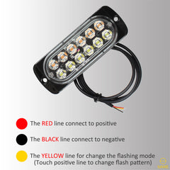 Emergency LED Strobe Lights Bar for Offroad Car Truck Warning Hazard Flash Grille and Surface Mount Light - Amber / White 12-LED SAWE Lighting