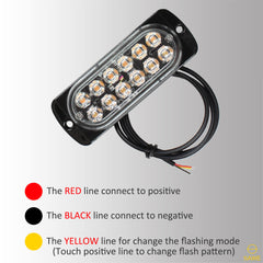 Emergency LED Strobe Lights Bar for Offroad Car Truck Warning Hazard Flash Grille and Surface Mount Light - Amber 12-LED SAWE Lighting