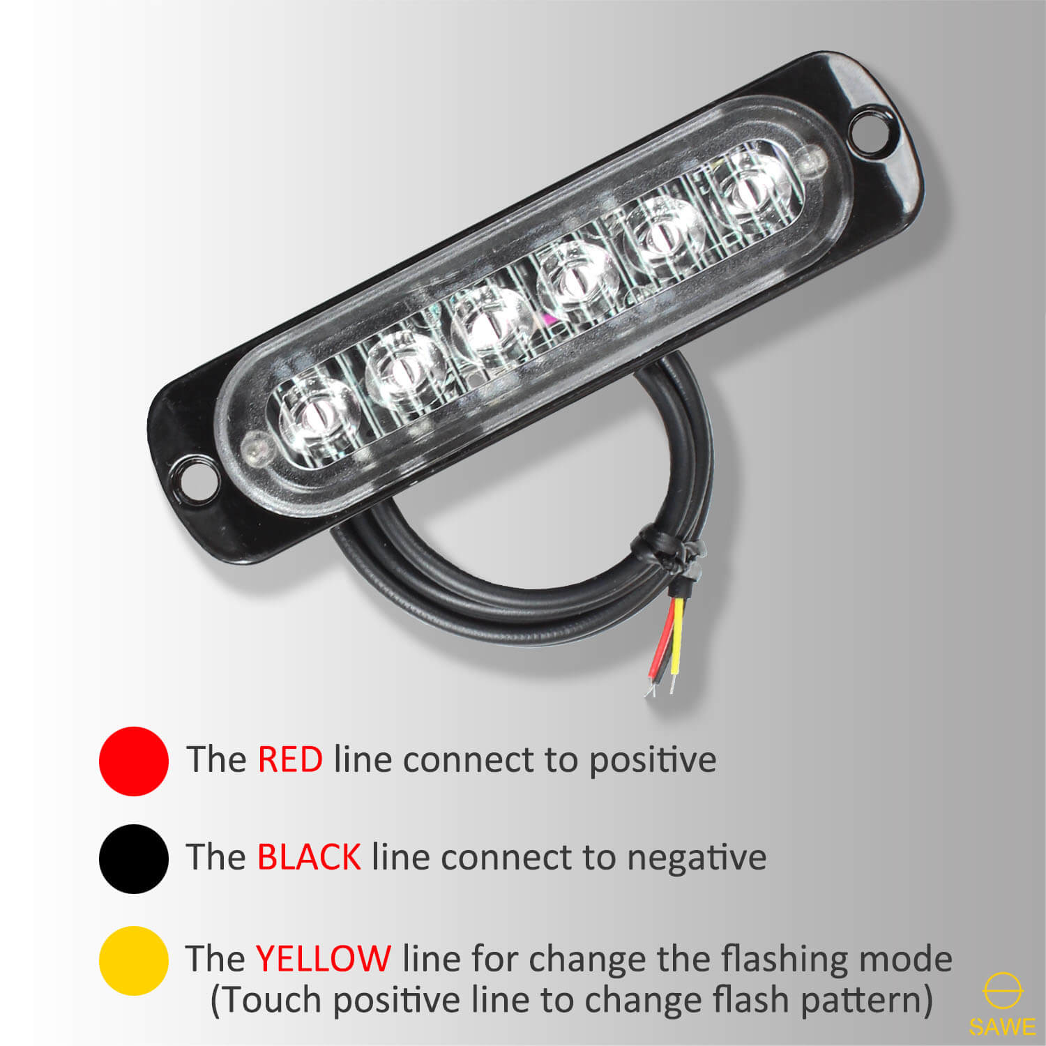 Emergency LED Strobe Lights Bar for Offroad Car Truck Warning Hazard Flash Grille and Surface Mount Light - Blue 6-LED SAWE Lighting