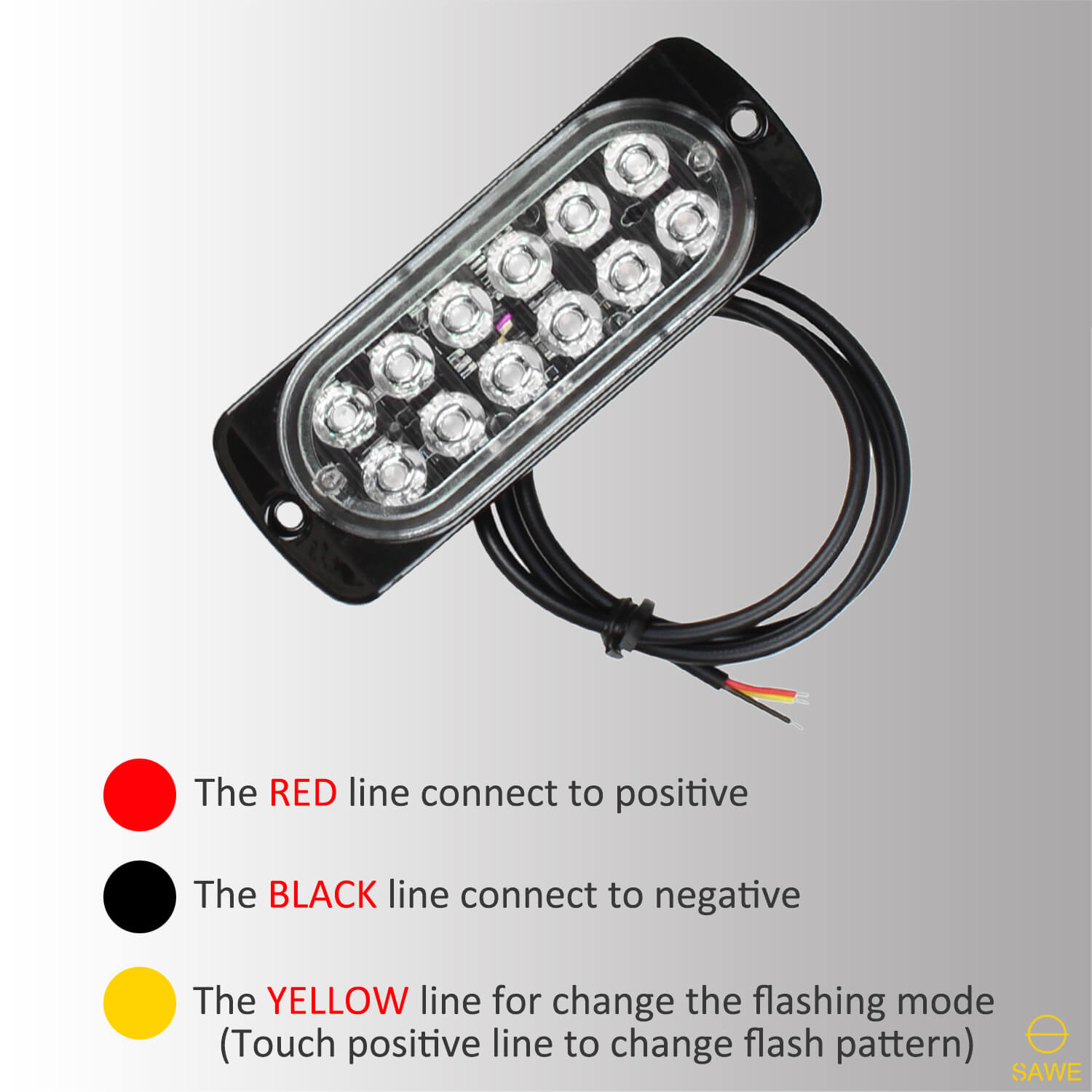 Emergency LED Strobe Lights Bar for Offroad Car Truck Warning Hazard Flash Grille and Surface Mount Light - Blue 12-LED SAWE Lighting