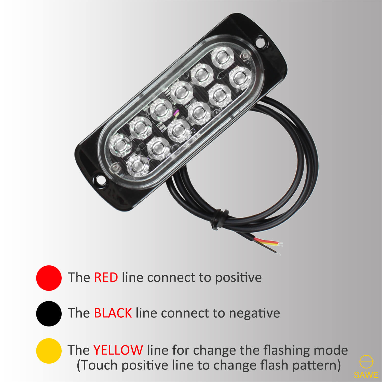 Emergency LED Strobe Lights Bar for Offroad Car Truck Warning Hazard Flash Grille and Surface Mount Light - Green / White 12-LED SAWE Lighting