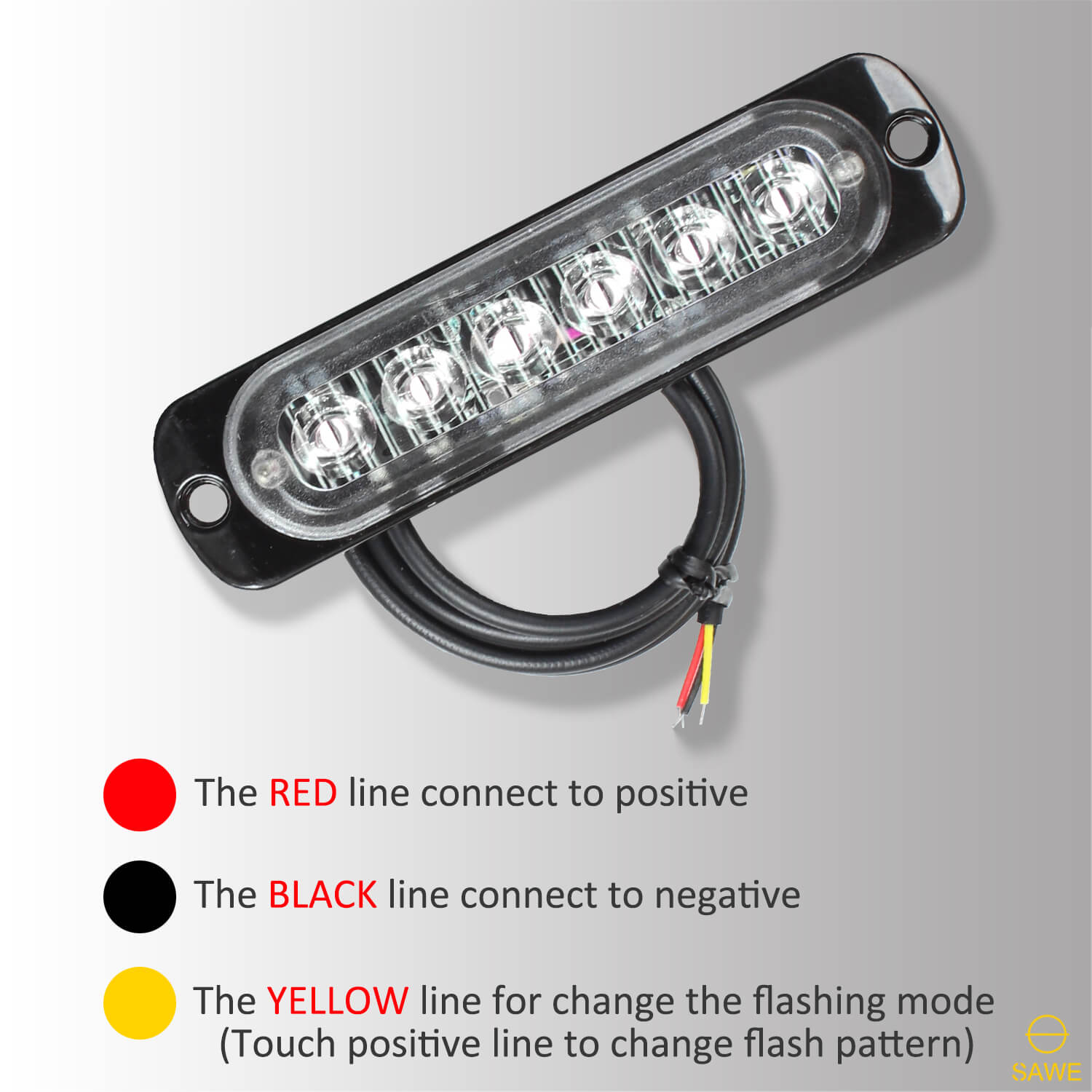Emergency LED Strobe Lights Bar for Offroad Car Truck Warning Hazard Flash Grille and Surface Mount Light - Green 6-LED SAWE Lighting