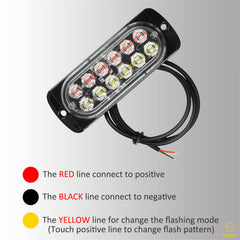 Emergency LED Strobe Lights Bar for Offroad Car Truck Warning Hazard Flash Grille and Surface Mount Light - Red / White 12-LED SAWE Lighting