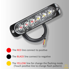 Emergency LED Strobe Lights Bar for Offroad Car Truck Warning Hazard Flash Grille and Surface Mount Light - Red / White 6-LED SAWE Lighting