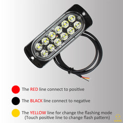Emergency LED Strobe Lights Bar for Offroad Car Truck Warning Hazard Flash Grille and Surface Mount Light - White 12-LED SAWE Lighting