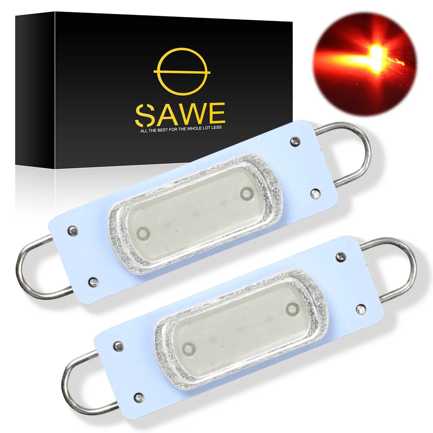 SAWE ® 561 563 567 564 212-2 LED Bulbs Festoon 44mm COB Rigid Loop Interior Lights (2 Pieces) - Red SAWE Lighting