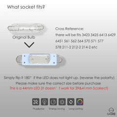 SAWE ® 561 563 567 564 212-2 LED Bulbs Festoon 44mm COB Rigid Loop Interior Lights (2 Pieces) - Red SAWE Lighting