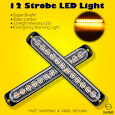 Emergency LED Strobe Lights Bar for Offroad Car Truck Warning Hazard Flash Grille and Surface Mount Light - Amber 12-LED SAWE Lighting
