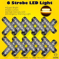 Emergency LED Strobe Lights Bar for Offroad Car Truck Warning Hazard Flash Grille and Surface Mount Light - Amber 6-LED SAWE Lighting
