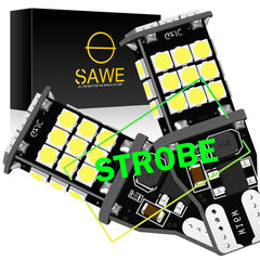 SAWE ® 921 912 T15 LED Bulb Strobe Brake Lights Flashing Stop Reverse Light 3030 30smd - 6000K White SAWE Lighting