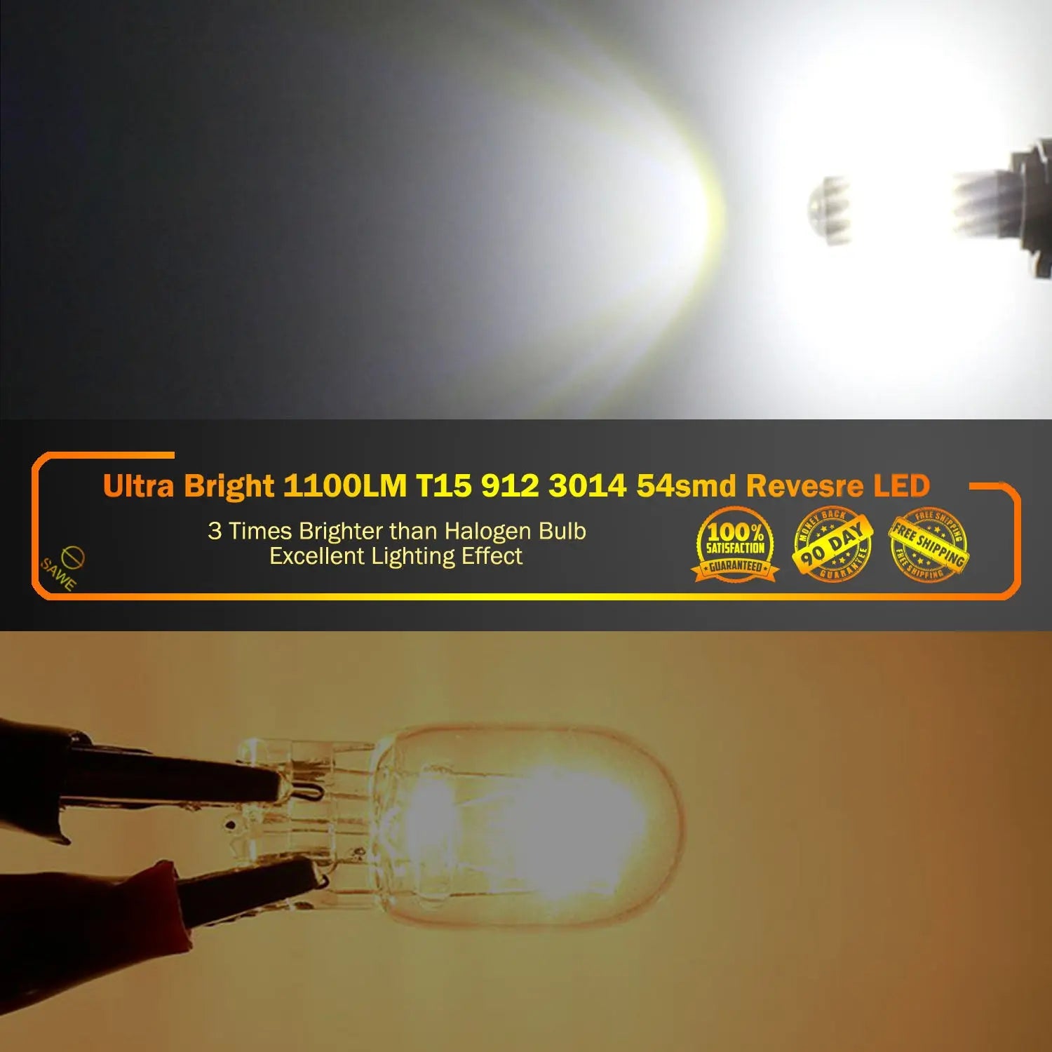 SAWE ® 921 High Power LED Bulb for Backup Reverse Lights with Projector 3014 54smd T15 912 906 C921 W16W Bulbs - 6000K White SAWE Lighting