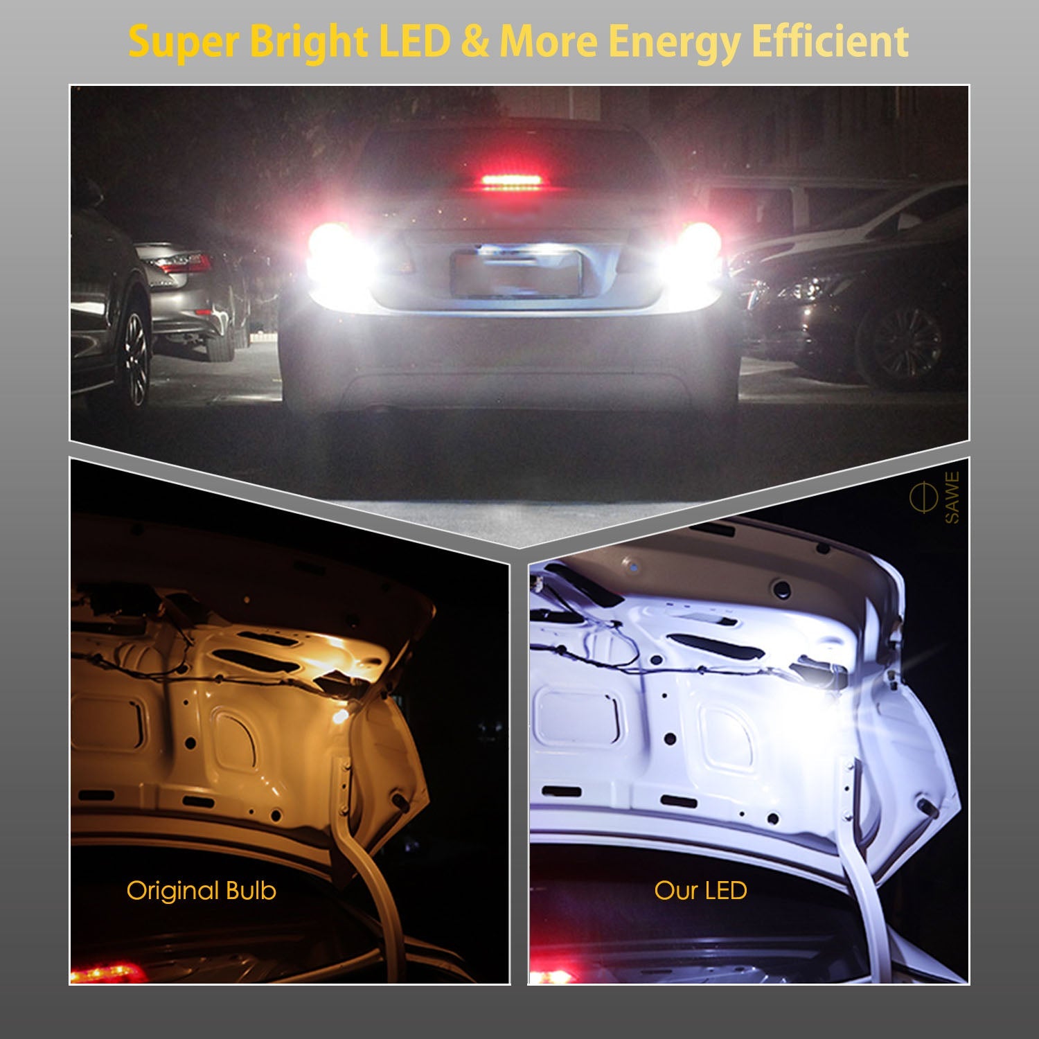 SAWE ® 921 912 T15 W16W 906 LED Bulbs for Back Up Reverse Lights 3014 87smd Canbus Error Free - 6000K White SAWE Lighting