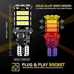 SAWE ® 921 912 T15 LED Bulb Strobe Brake Lights Flashing Stop Reverse Light 3030 30smd - 6000K White SAWE Lighting