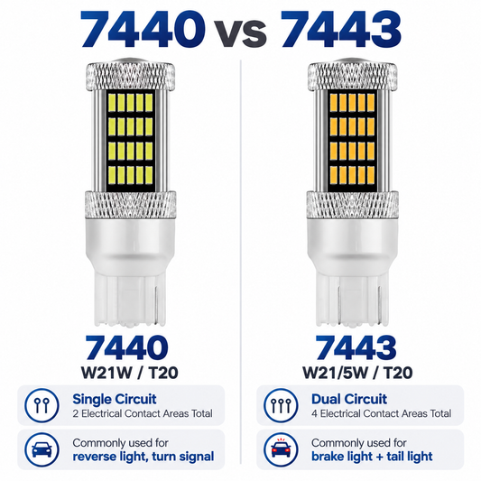 7440 vs 7443 LED Bulbs: What’s the Difference? (Complete Guide for Car Owners)