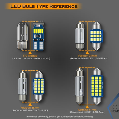 For Hyundai Genesis Coupe Interior LED Lights - Dome & Map Light Bulbs Package Kit for 2010 - 2016 - White SAWE Lighting