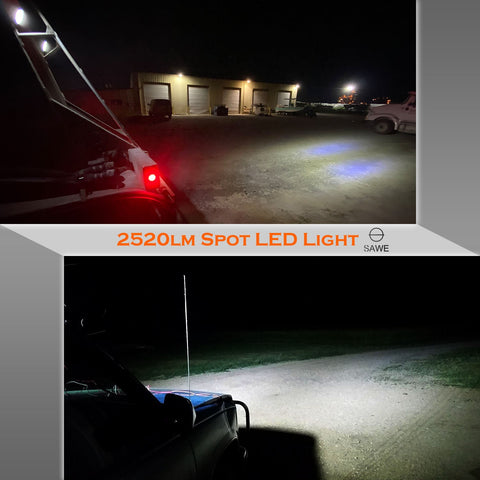 3.35" 48W Round LED Spotlights for Trucks Pickup SUV ATV Offroad Fog Flood Work Pod Light Bulbs Bar - White SAWE Lighting