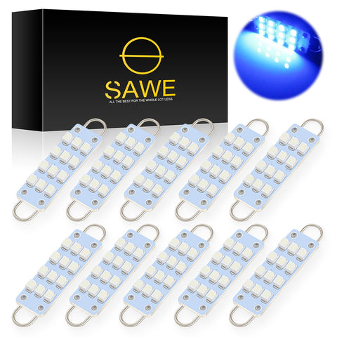 SAWE ®  561 563 567 211-2 212-2 LED Bulb Festoon 44mm 12smd Rigid Loop Interior Door Trunk LED Lights - Blue SAWE Lighting